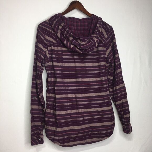 Columbia Striped Hooded Button Down Long Sleeve Shirt Sz S - Picture 11 of 14